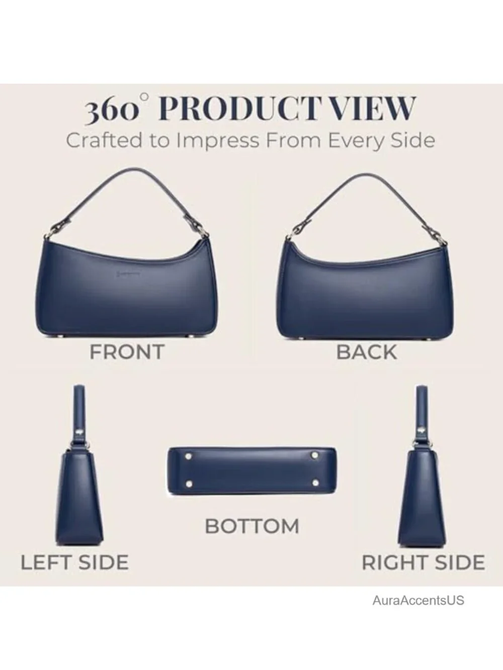 Nappa Vegan Leather Shoulder Bag with Adjustable Crossbody Strap